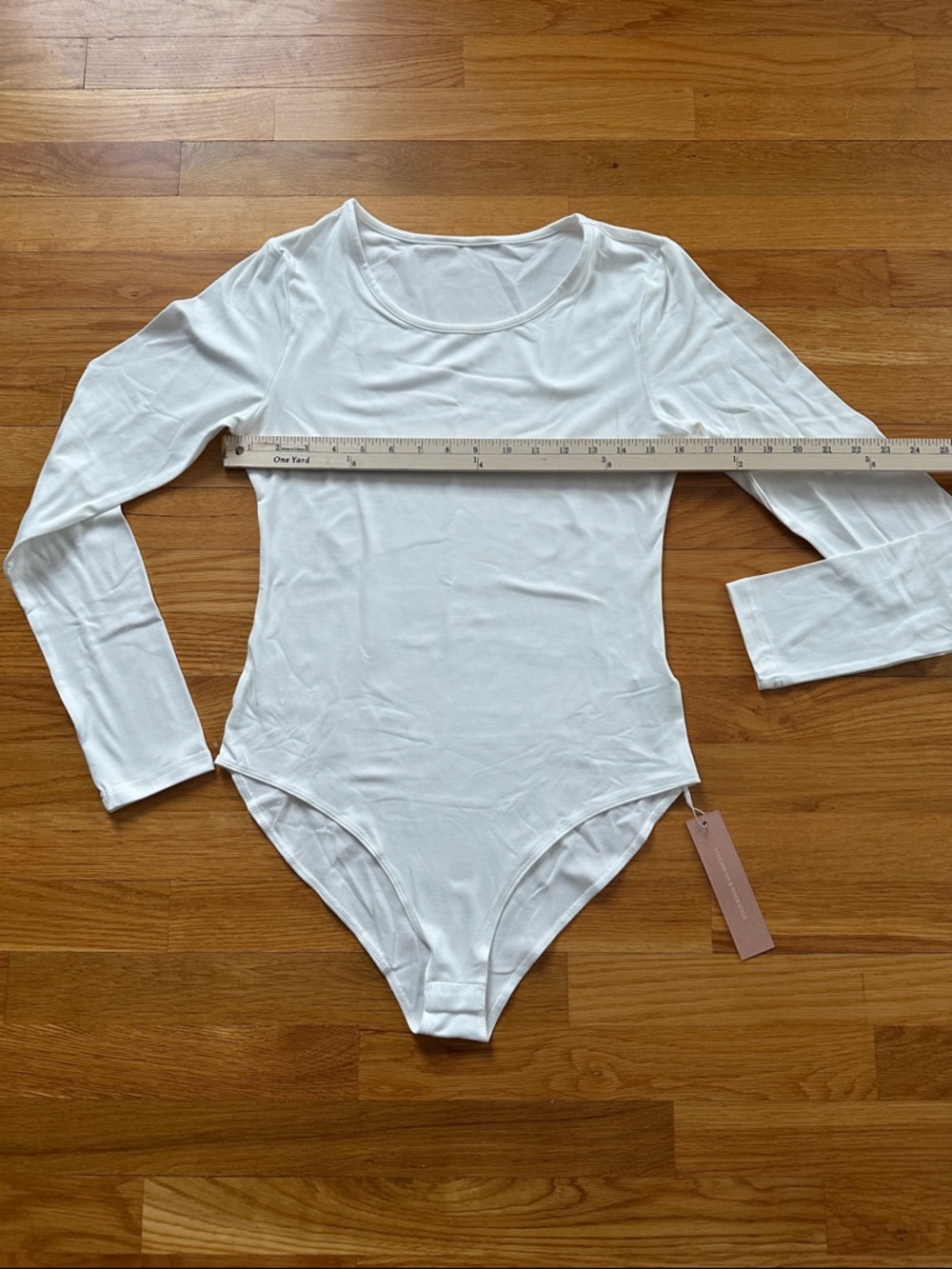 NWT/ Size Med, White, long sleeve scoop neck bodysuit